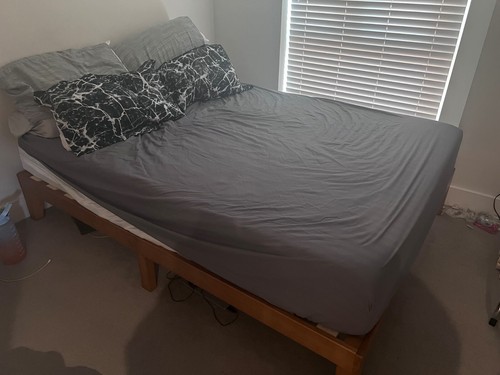 Wooden bed frame from - , ikea
