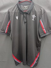 Welsh Rugby Union Macron Polo Shirt – Black, Size 2XL WRU Logo