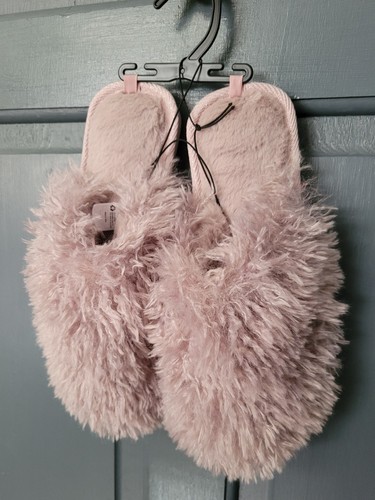 Ladies pink fluffy mule - ladies,