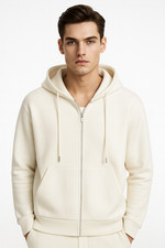 Men’s Plain Zip Up Hoodie – Casual Full Zip Sweatshirt with Pockets, Soft Cotton