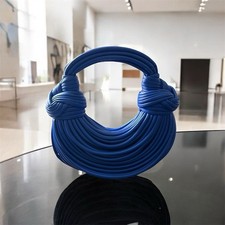 Boohoo Blue Knotted Rope Shoulder Bag Noodle Shape Zip Closure – New