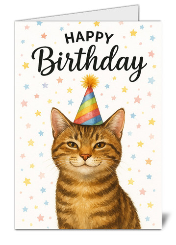 Tabby cat birthday card - tabby,