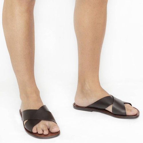 Mens leather slippers handmade