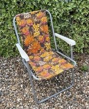 Vintage Floral Folding Deck Chair 70's Festival Camping Retro