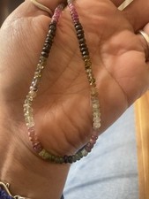 48ct Multi-colour Tourmaline Sterling Silver Bead Necklace With COA