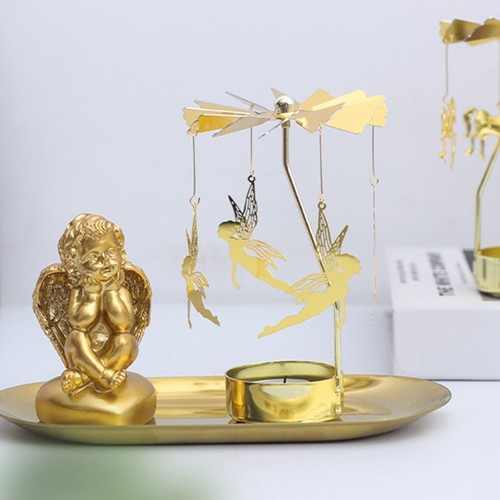 Golden rotating candle - golden, holder