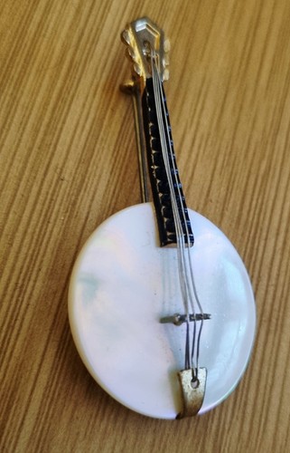 Rare vintage banjo brooch - brooch, pin