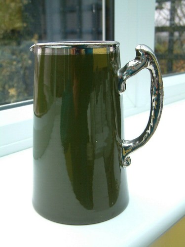 Jug dark moss green and - and, silver