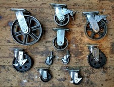 Industrial furniture metal castors with cast iron caster wheel vintage available