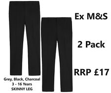 Boys 2 Pack School Trousers Skinny Leg Ex M&S 2-18 Years Skinny School Uniform