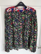 Ladies Multicoloured ZARA Long Sleeve Floral Blouse Top Size Medium
