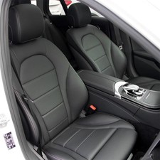 For Benz C-Class 2015 to 2021 Driver Side Bottom Leather Seat Cover Black