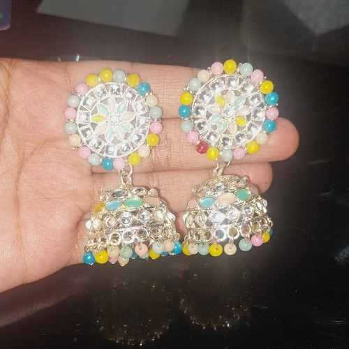 Silver tone jhumka dome drop - jhumka,
