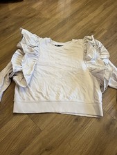 zara beige cream frill puff