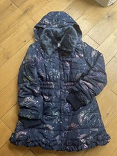 monsoon navy unicorns warm winter girls coat size 9-10 years
