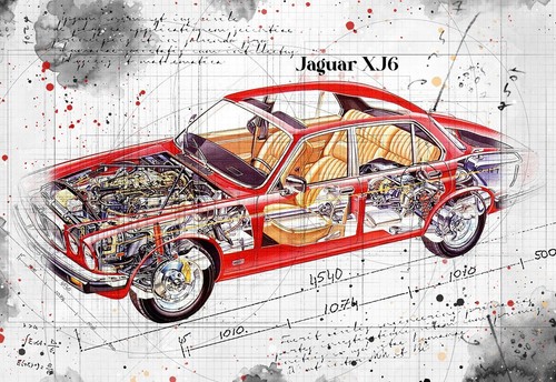 Line tech drawing jaguar xj6 - line,
