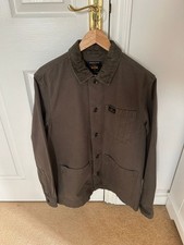 Khaki Green Canvas Chore 100% Cotton Jacket with Corduroy Collar, Medium Size