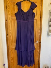 Hobbs Invitation Size UK 16 Royal Purple Tulle Pleated Evening Maxi Dress