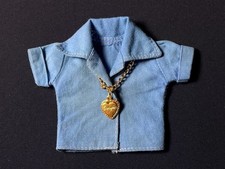 Sindy Mix Match shirt 1977 blue Pedigree 44156 fit 12" doll + heart necklace