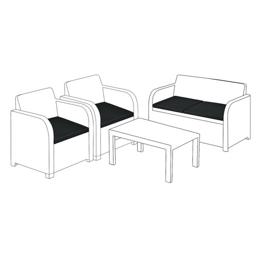 Black 4pc outdoor rattan - black,