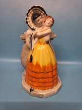 Myott & Sons Art Deco Vase Pierrot and Columbine Hand Painted 8" 