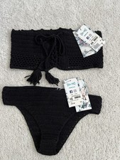 BLACK CROCHET BIKINI BANDEAU