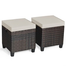 2PCS Patio Rattan Ottoman