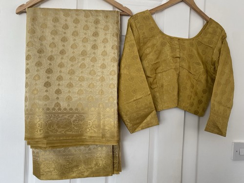 Gold saree with blouse indian - with,