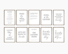 Laundry Room Typography Prints, Utility Room Gallery Wall Art, Washing Symbols