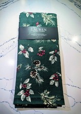 NEW RALPH LAUREN GREEN FLORAL BERRIES 2 PACK TEA TOWELS - CHRISTMAS