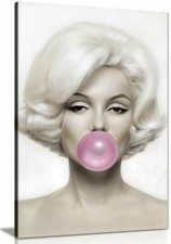 Marilyn Monroe Pink Bubble Gum Canvas Wall Art Picture Print