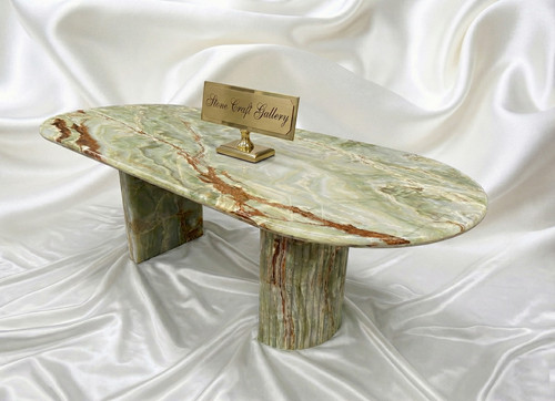 Oval green onyx - onyx, table