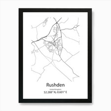 Rushden,United Kingdom Minimalist M Framed Wall Art Poster Canvas Print Picture