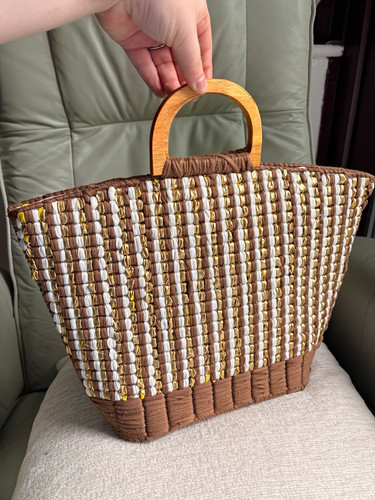 Woven wicker tote bag with - wicker,