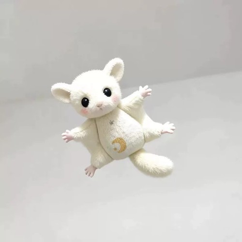 Flying squirrel plush keyring - flying,