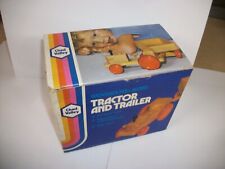 Vintage Chad Valley Wooden Pull Along Tractor & Trailer - New Boxed