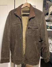 Debenhams Men's Brown Suede Cotton Lined Blazer Jacket Medium WINTER Zipped Coat