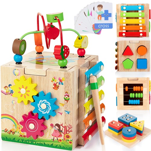 Wooden activity cube in - wooden,