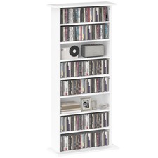 HOMCOM CD Storage Unit DVD Tower Blu-ray Storage Shelf for Living Room White