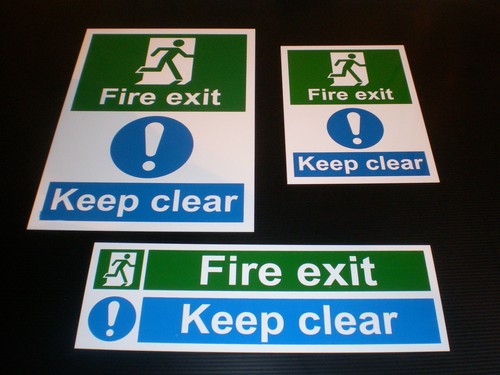 Fire exit keep clear sign - fire,