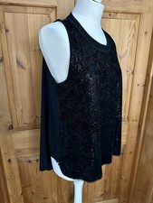 High Tech Claire Campbell Black Sequin Sleeveless Top UK 14