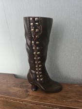 Vintage Pottery Boot Figurine Handmade Lace Up Calf Boot Leather Laces Tony Boot