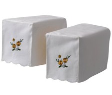 Arm Caps Cotton Floral Pair Square Embroidered Scalloped Yellow Arm Cover SECOND