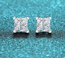 1ct Princess Cut Earrings