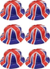 Adult Union Jack Bowler Hats - Costume Fancy Dress Up King Charles Coronation UK