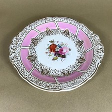 Antique Worcester Porcelain Pink Floral Gilded Cake Plate