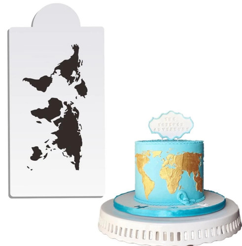 World map design cake stencil - design,