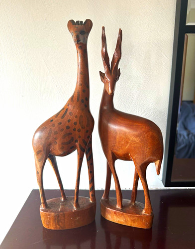 Hand carved wooden pair - carved,