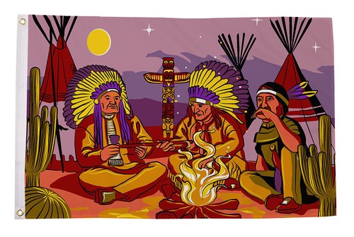 Indians campfire flag 5ft x - flag,