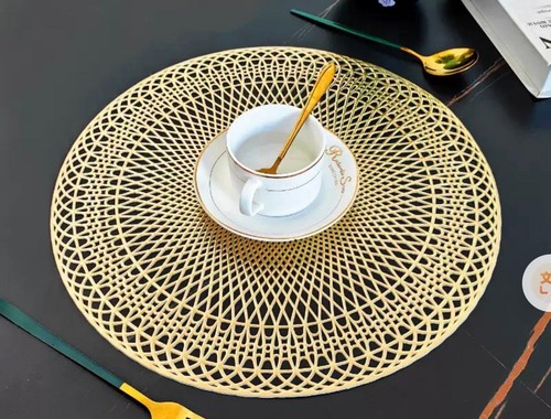 Pcs gold placemats round - 6,